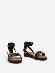 Linzi Black Jaycee Flat Sandals With Embellished Front Strap - Image 3 of 5