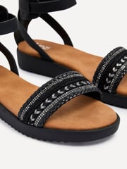Linzi Black Jaycee Flat Sandals With Embellished Front Strap - Image 4 of 5