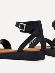 Linzi Black Jaycee Flat Sandals With Embellished Front Strap - Image 5 of 5