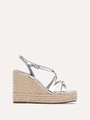 Linzi Silver Lexie Strappy Square Toe Wedges - Image 2 of 5