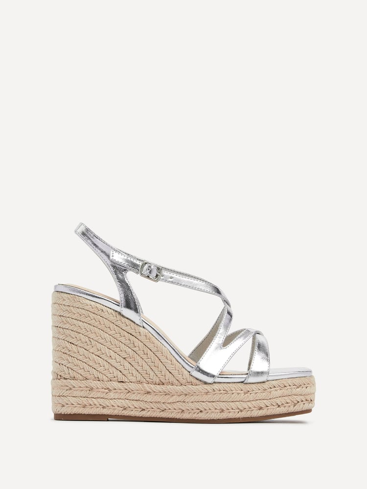 Linzi Silver Lexie Strappy Square Toe Wedges - Image 2 of 5