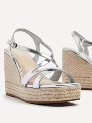 Linzi Silver Lexie Strappy Square Toe Wedges - Image 4 of 5