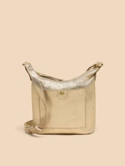 White Stuff Gold Mini Fern Leather Cross-Body Bag - Image 1 of 4
