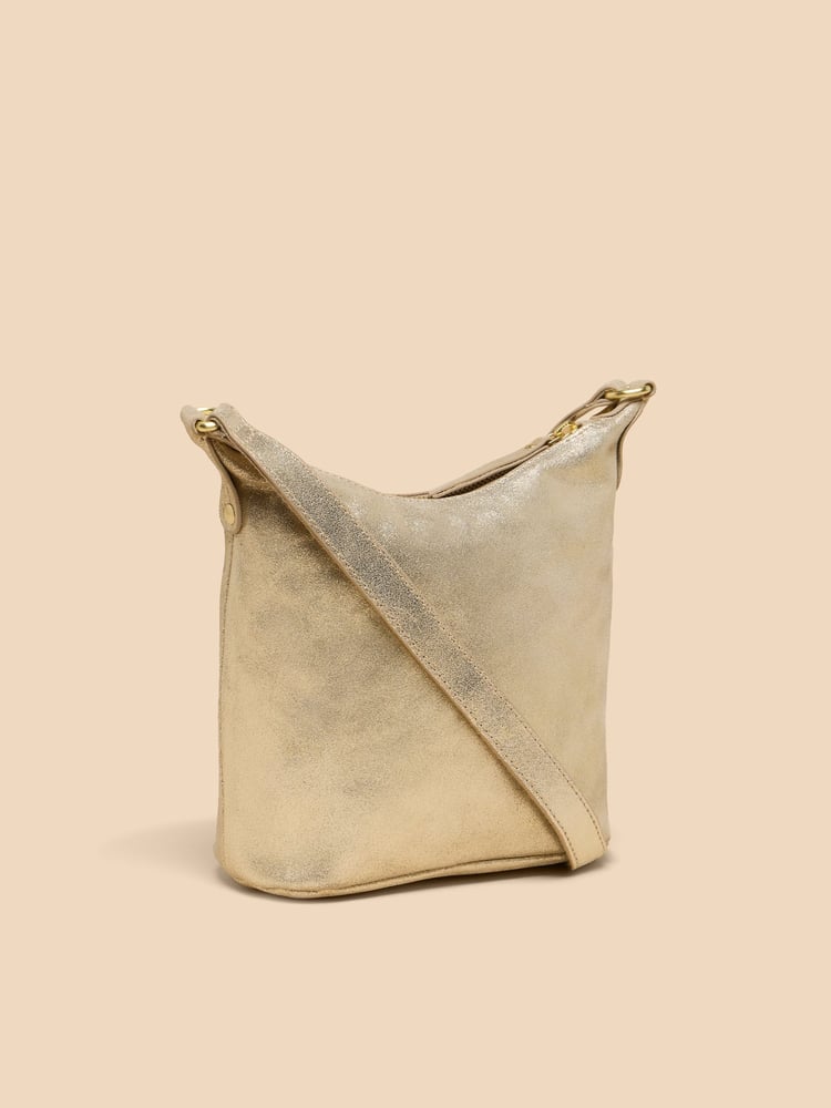 White Stuff Gold Mini Fern Leather Cross-Body Bag - Image 2 of 4 White Stuff Gold Mini Fern Leather Cross-Body Bag - Image 2 of 4