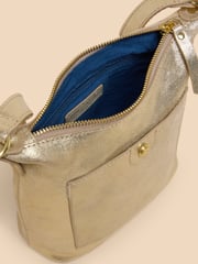 White Stuff Gold Mini Fern Leather Cross-Body Bag - Image 4 of 4