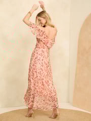 Love & Roses Pink Printed Cold Shoulder Midaxi Dress - Image 2 of 4