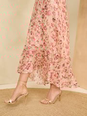 Love & Roses Pink Printed Cold Shoulder Midaxi Dress - Image 4 of 4