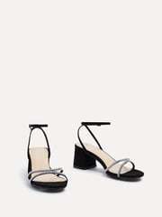Linzi Black Dulcie Heeled Sandals With Diamante Front Strap - Image 3 of 5