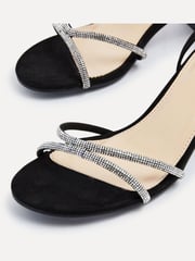 Linzi Black Dulcie Heeled Sandals With Diamante Front Strap - Image 5 of 5