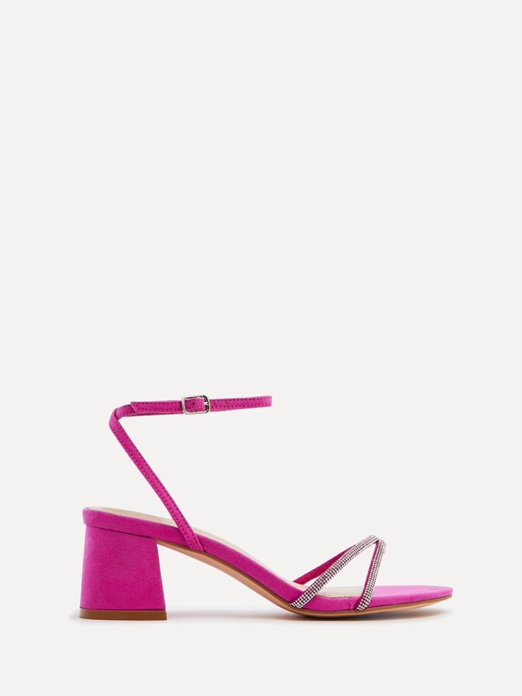 Linzi Pink Dulcie Heeled Sandals With Diamante Front Strap - Image 2 of 5