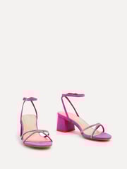 Linzi Pink Dulcie Heeled Sandals With Diamante Front Strap - Image 3 of 5