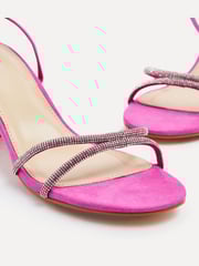 Linzi Pink Dulcie Heeled Sandals With Diamante Front Strap - Image 4 of 5