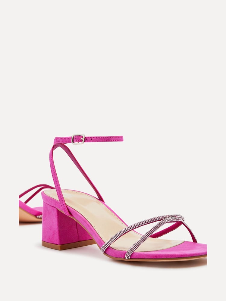 Linzi Pink Dulcie Heeled Sandals With Diamante Front Strap - Image 5 of 5