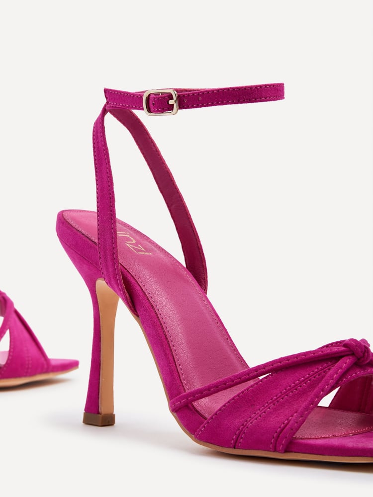 Linzi Pink Nola Strappy Heeled Sandals With Knotted Front Detail - Image 5 of 5