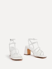 Linzi White Velma Gladiator Style Block Heel Sandals - Image 3 of 5