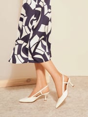 Friends Like These Cream Regular Fit Kitten Heel Slingback Court Shoe - Image 3 of 5