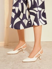Friends Like These Cream Regular Fit Kitten Heel Slingback Court Shoe - Image 5 of 5