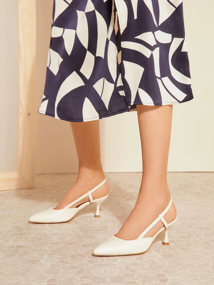 Friends Like These Cream Regular Fit Kitten Heel Slingback Court Shoe - Image 5 of 5