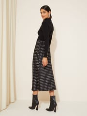 Curves Like These Black Polka Dot Satin Bias Midi Skirt - Image 4 of 4