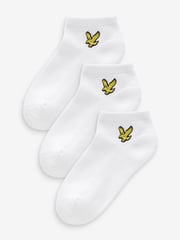 Lyle & Scott White Boys Cotton Ankle Socks 3 Pack - Image 1 of 2