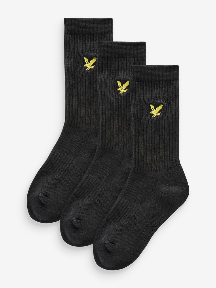 Lyle & Scott Grey Boys Scout Cotton Sports Socks 3 Pack - Image 1 of 4 Lyle & Scott Grey Boys Scout Cotton Sports Socks 3 Pack - Image 1 of 4