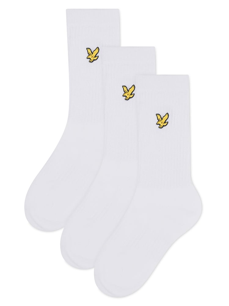 Lyle & Scott White Scout Boys Cotton Sports Socks 3 Pack - Image 1 of 2 Lyle & Scott White Scout Boys Cotton Sports Socks 3 Pack - Image 1 of 2
