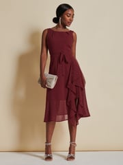 Jolie Moi Red Embellished Frill Hem Chiffon Dress - Image 1 of 6