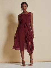 Jolie Moi Red Embellished Frill Hem Chiffon Dress - Image 3 of 6