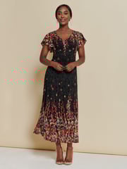 Jolie Moi Red Mirrored Print Lace Maxi Dress - Image 3 of 6