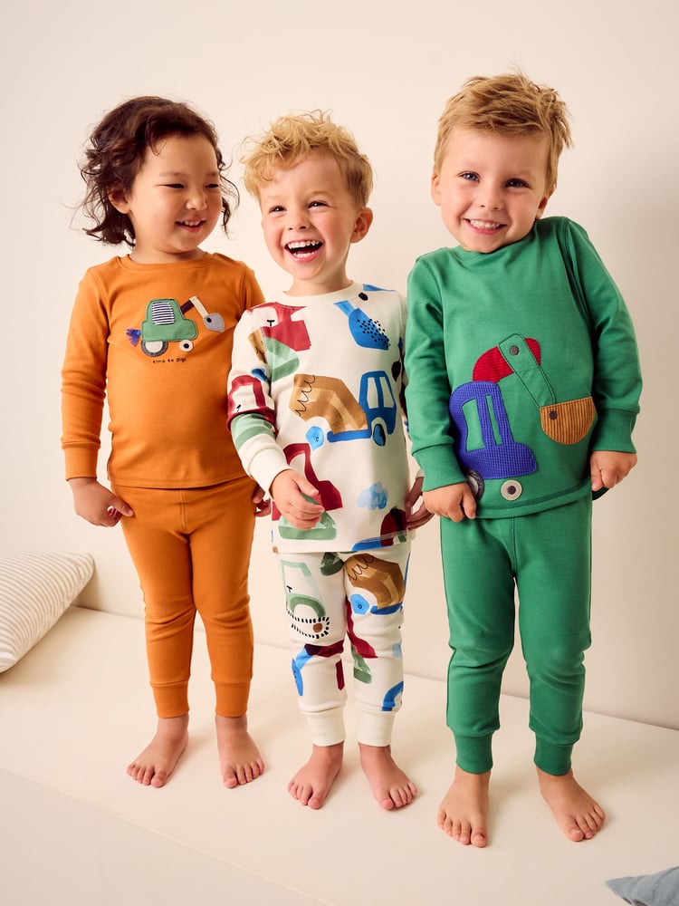 Green/Orange Transport 3 Pack Snuggle Pyjamas (9mths-8yrs) - Image 1 of 15
