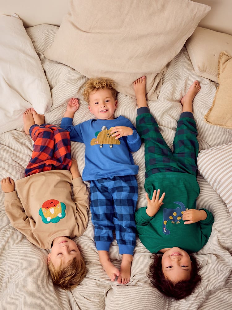Green/Orange/Blue Dinosaur Check Woven Bottom Pyjamas 3 Pack (9mths-8yrs) - Image 2 of 13 Green/Orange/Blue Dinosaur Check Woven Bottom Pyjamas 3 Pack (9mths-8yrs) - Image 2 of 13