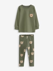 Blue/Brown/Khaki Green Animal 3 Pack Snuggle Pyjamas (9mths-8yrs) - Image 6 of 9