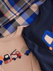 Blue/Neutral Transport Woven Bottom Check Pyjamas 2 Pack (9mths-8yrs) - Image 10 of 11