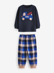 Blue/Neutral Transport Woven Bottom Check Pyjamas 2 Pack (9mths-8yrs) - Image 7 of 11