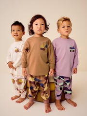 Pink/Rust/Cream Transport 3 Pack Oversized 100% Cotton Pyjamas (9mths-10yrs) - Image 1 of 16