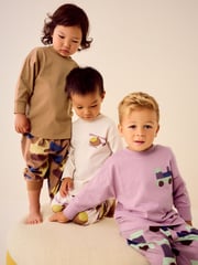 Pink/Rust/Cream Transport 3 Pack Oversized 100% Cotton Pyjamas (9mths-10yrs) - Image 2 of 16