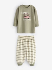 Neutral/Sage Green Transport 3 Pack Oversized Pyjamas (9mths-10yrs) - Image 2 of 6