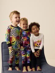 Multi Bright Smile Face Checkerboard 3 Pack Snuggle Pyjamas (9mths-8yrs) - Image 1 of 9