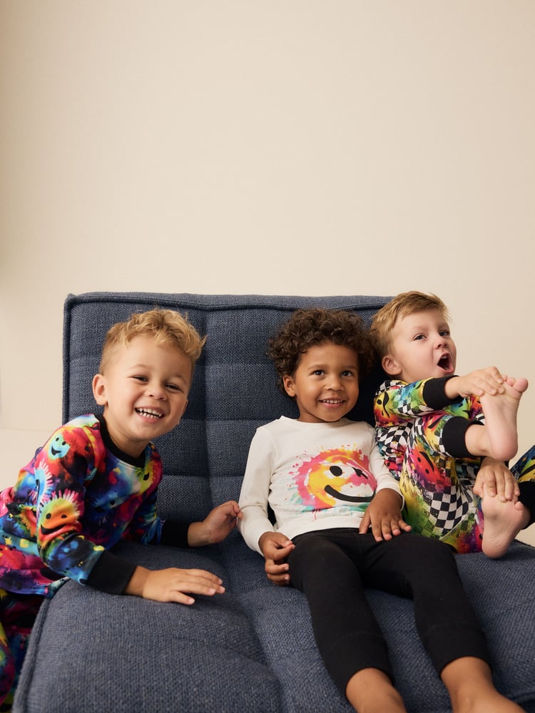 Multi Bright Smile Face Checkerboard 3 Pack Snuggle Pyjamas (9mths-8yrs) - Image 2 of 9