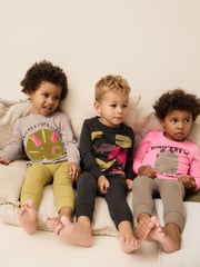 Pink/Green Dinosaur 3 Pack Snuggle 100% Cotton Pyjamas (9mths-8yrs) - Image 3 of 11