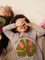 Pink/Green Dinosaur 3 Pack Snuggle 100% Cotton Pyjamas (9mths-8yrs) - Image 4 of 11