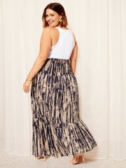Curves Like These Navy Blue Shirred Waist Maxi Skirt - Image 2 of 4