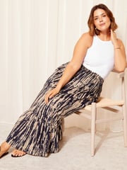 Curves Like These Navy Blue Shirred Waist Maxi Skirt - Image 3 of 4