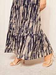 Curves Like These Navy Blue Shirred Waist Maxi Skirt - Image 4 of 4