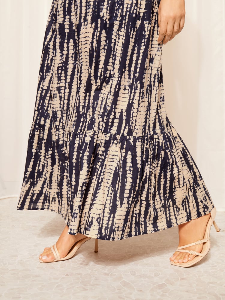 Curves Like These Navy Blue Shirred Waist Maxi Skirt - Image 4 of 4
