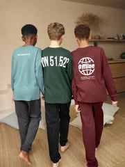 Blue/Grey Text 3 Pack Long Sleeve Pyjamas (3-16yrs) - Image 3 of 12