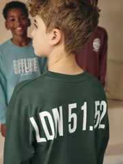 Blue/Grey Text 3 Pack Long Sleeve Pyjamas (3-16yrs) - Image 4 of 12