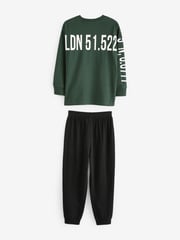 Blue/Grey Text 3 Pack Long Sleeve Pyjamas (3-16yrs) - Image 8 of 12