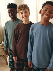 Blue/Green/Brown Woven Check Pyjamas 3 Pack (3-16yrs) - Image 4 of 10
