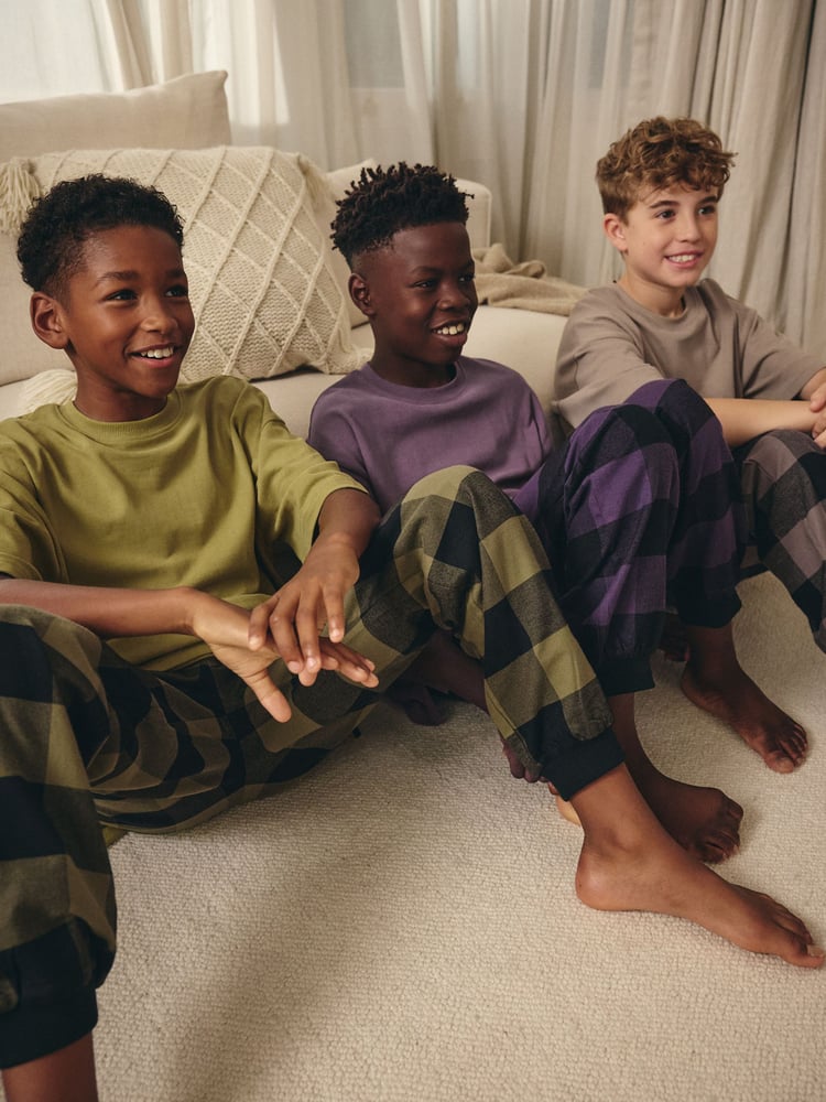 Purple/Neutral/Citrine Yellow Short Sleeve Woven Bottom 100% Cotton Pyjamas 3 Pack (3-16yrs) - Image 2 of 9 Purple/Neutral/Citrine Yellow Short Sleeve Woven Bottom 100% Cotton Pyjamas 3 Pack (3-16yrs) - Image 2 of 9